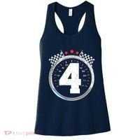 4th Birthday Boy 4 Fourth Race Car Birthday Racing Car Flag Women's Tank Top thumb 0