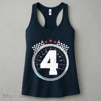4th Birthday Boy 4 Fourth Race Car Birthday Racing Car Flag Women's Tank Top thumb 3