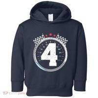 4th Birthday Boy 4 Fourth Race Car Birthday Racing Car Flag Toddler Hoodie thumb 0