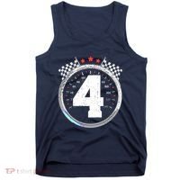 4th Birthday Boy 4 Fourth Race Car Birthday Racing Car Flag Tank Top thumb 0