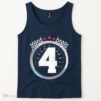 4th Birthday Boy 4 Fourth Race Car Birthday Racing Car Flag Tank Top thumb 2