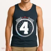 4th Birthday Boy 4 Fourth Race Car Birthday Racing Car Flag Tank Top thumb 3