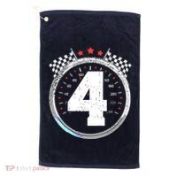 4th Birthday Boy 4 Fourth Race Car Birthday Racing Car Flag Golf Towel thumb 0