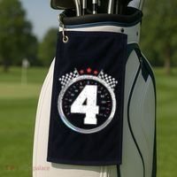 4th Birthday Boy 4 Fourth Race Car Birthday Racing Car Flag Golf Towel thumb 2