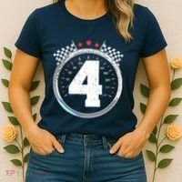 4th Birthday Boy 4 Fourth Race Car Birthday Racing Car Flag Women's T-Shirt thumb 2