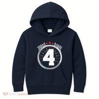 4th Birthday Boy 4 Fourth Race Car Birthday Racing Car Flag Kids Hoodie thumb 0