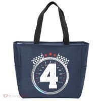 4th Birthday Boy 4 Fourth Race Car Birthday Racing Car Flag Tote Bag thumb 0