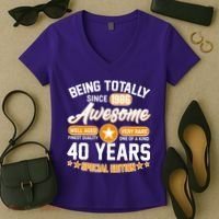 40th Birthday Being Totally Awesome Since 1986 Special Edition  Women's V-Neck T-Shirt thumb 2
