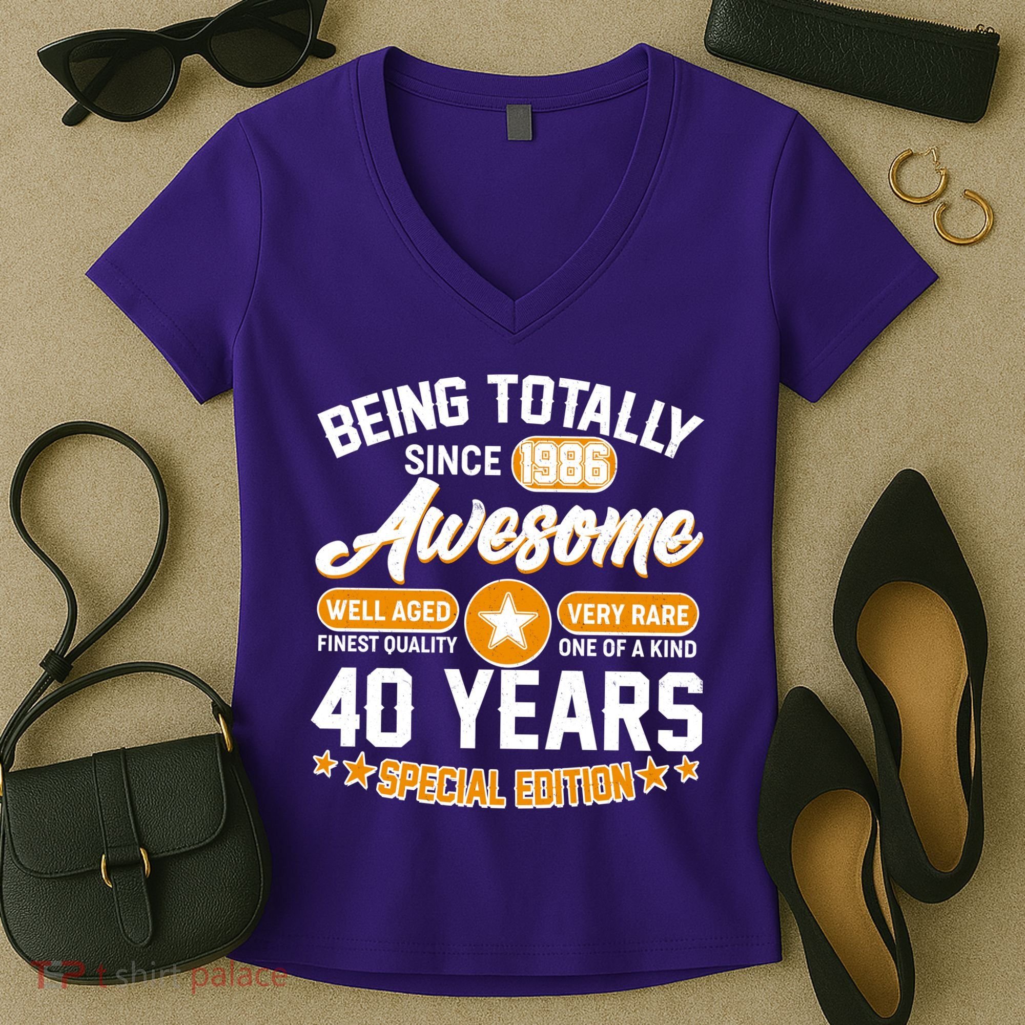 40th Birthday Being Totally Awesome Since 1986 Special Edition  Women's V-Neck T-Shirt