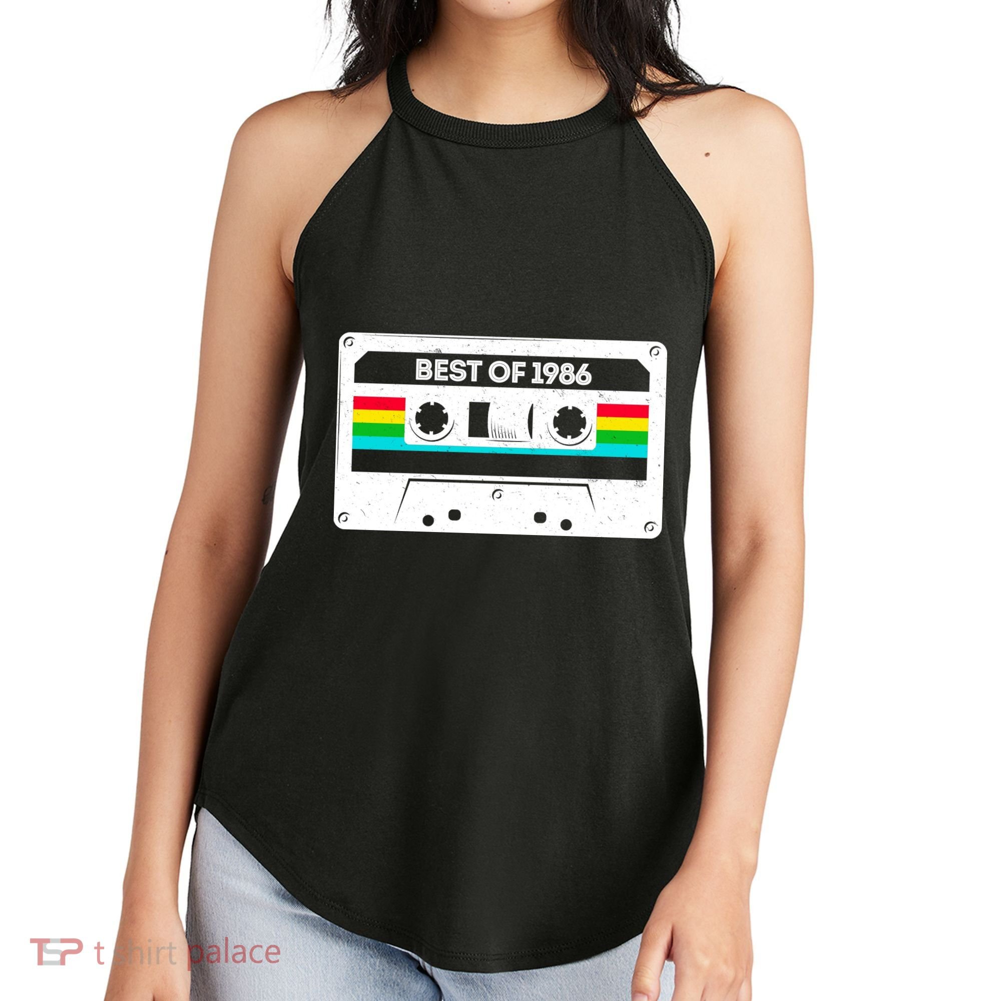 40th Birthday Best Of 1986 Cassette Mix Tape  Women's Perfect Tri Rocker Tank