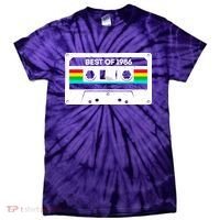 40th Birthday Best Of 1986 Cassette Mix Tape  Tie-Dye T-Shirt thumb 0