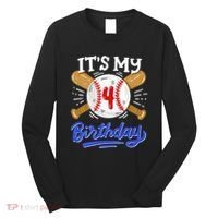 4th Baseball Birthday Party Sport Fan 4 Years Old Long Sleeve Shirt thumb 0