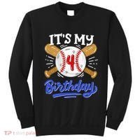 4th Baseball Birthday Party Sport Fan 4 Years Old Sweatshirt thumb 0