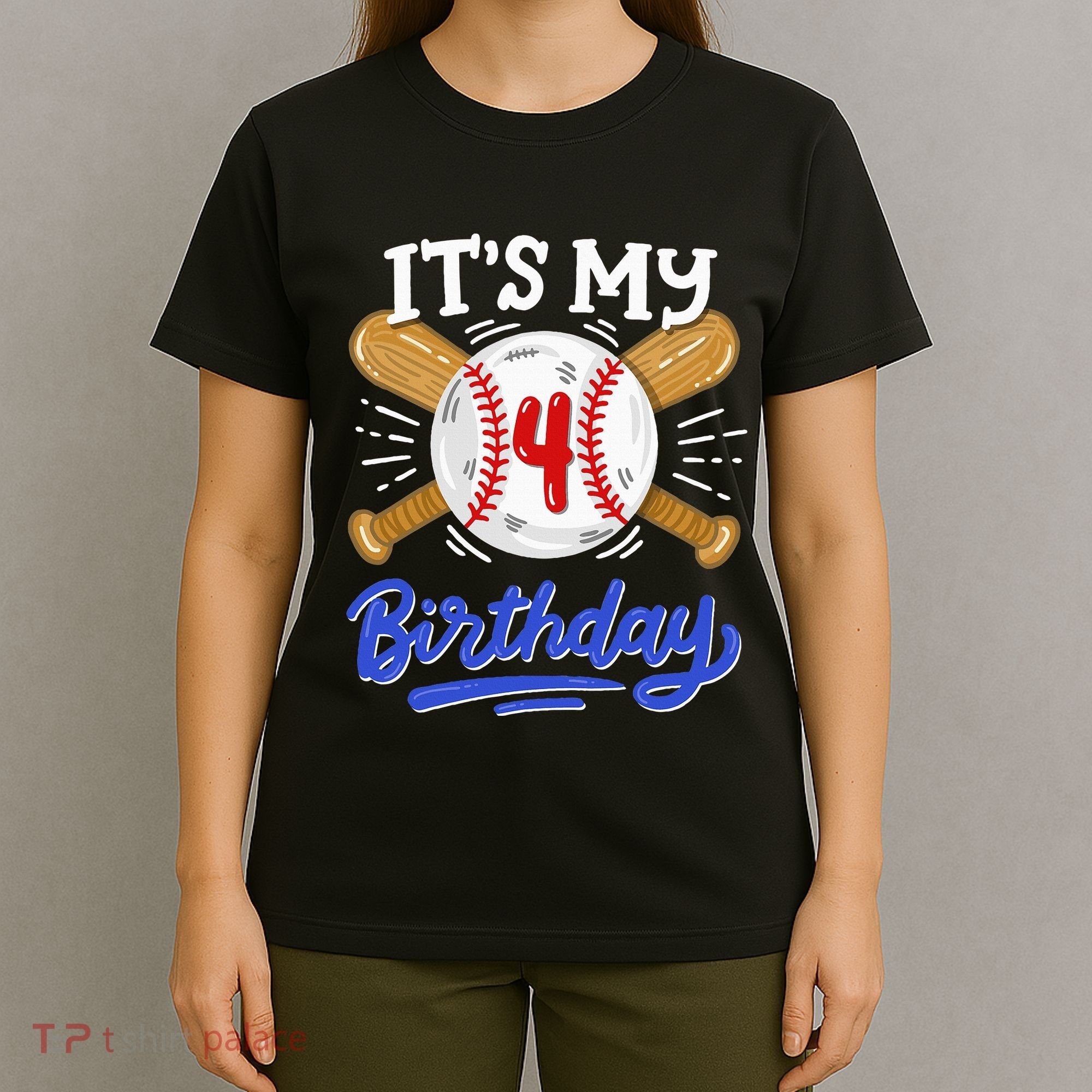 4th Baseball Birthday Party Sport Fan 4 Years Old T-Shirt