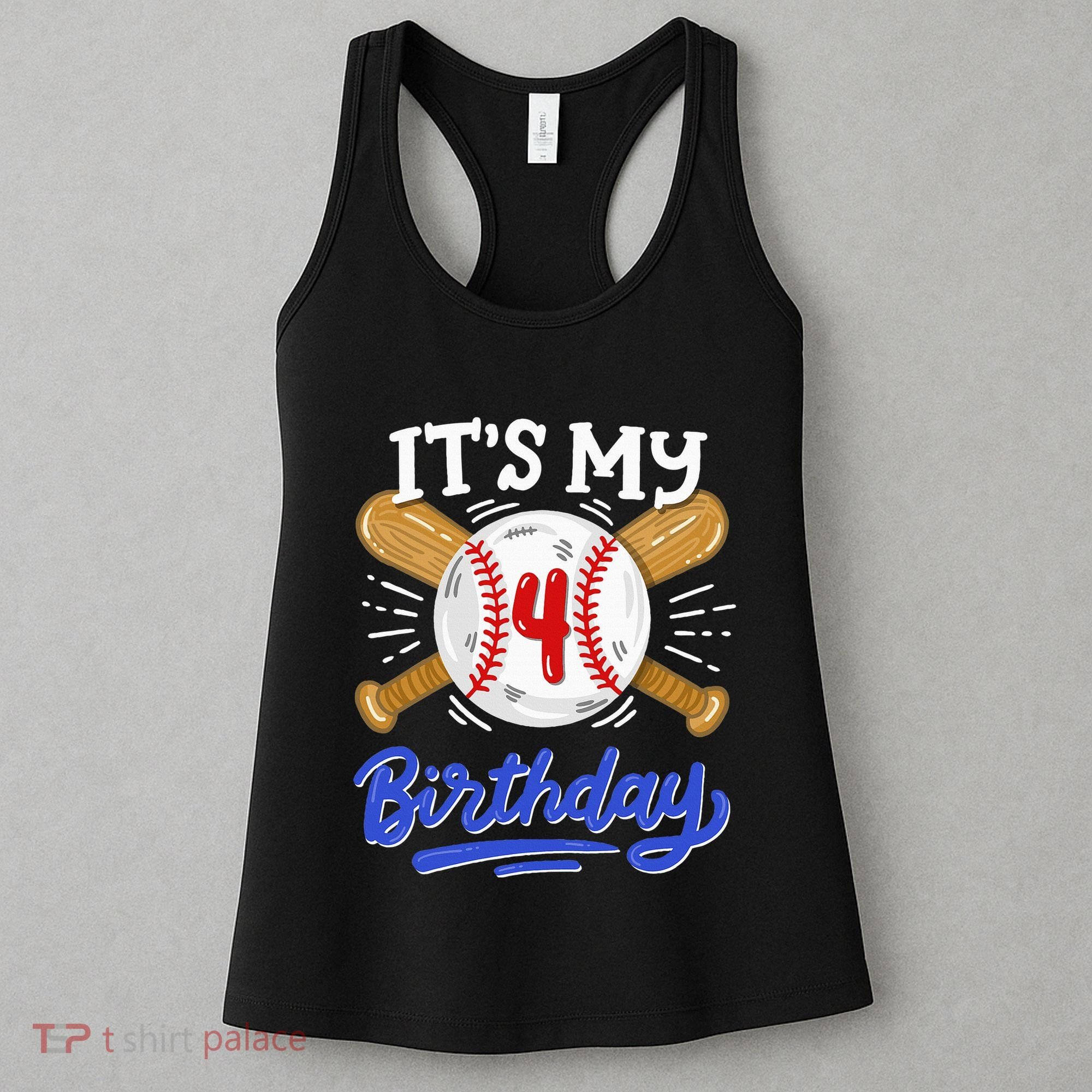 4th Baseball Birthday Party Sport Fan 4 Years Old Women's Tank Top
