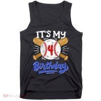 4th Baseball Birthday Party Sport Fan 4 Years Old Tank Top thumb 0