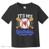 4th Baseball Birthday Party Sport Fan 4 Years Old Toddler T-Shirt thumb 0