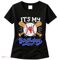 4th Baseball Birthday Party Sport Fan 4 Years Old Women's T-Shirt thumb 0