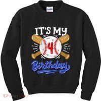 4th Baseball Birthday Party Sport Fan 4 Years Old Kids Sweatshirt thumb 0