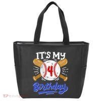 4th Baseball Birthday Party Sport Fan 4 Years Old Tote Bag thumb 0