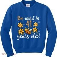 41st Birthday Bee 41 Years Old Bee Lover Great Gift Kids Sweatshirt thumb 0