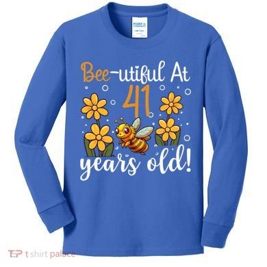 41st Birthday Bee 41 Years Old Bee Lover Great Gift Kids Long Sleeve Shirt