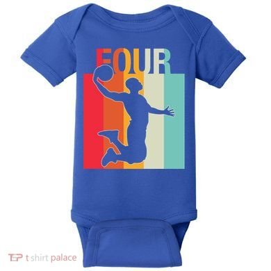 4th Birthday Basketball Two Year Old Birthday Gift Baby Bodysuit