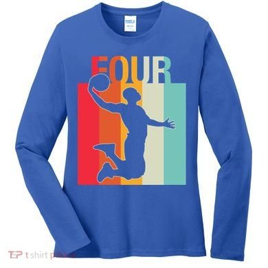 4th Birthday Basketball Two Year Old Birthday Gift Women's Long Sleeve Shirt