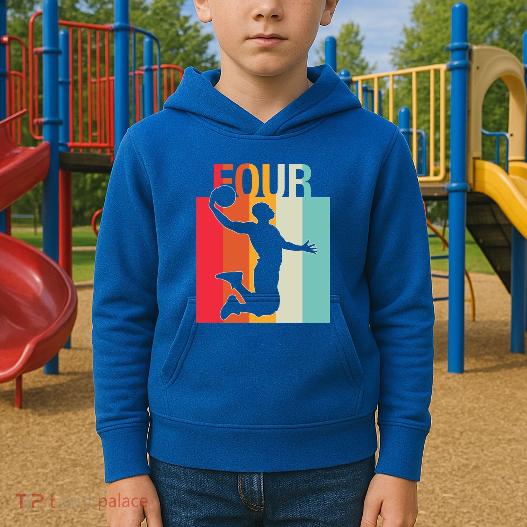 4th Birthday Basketball Two Year Old Birthday Gift Kids Hoodie