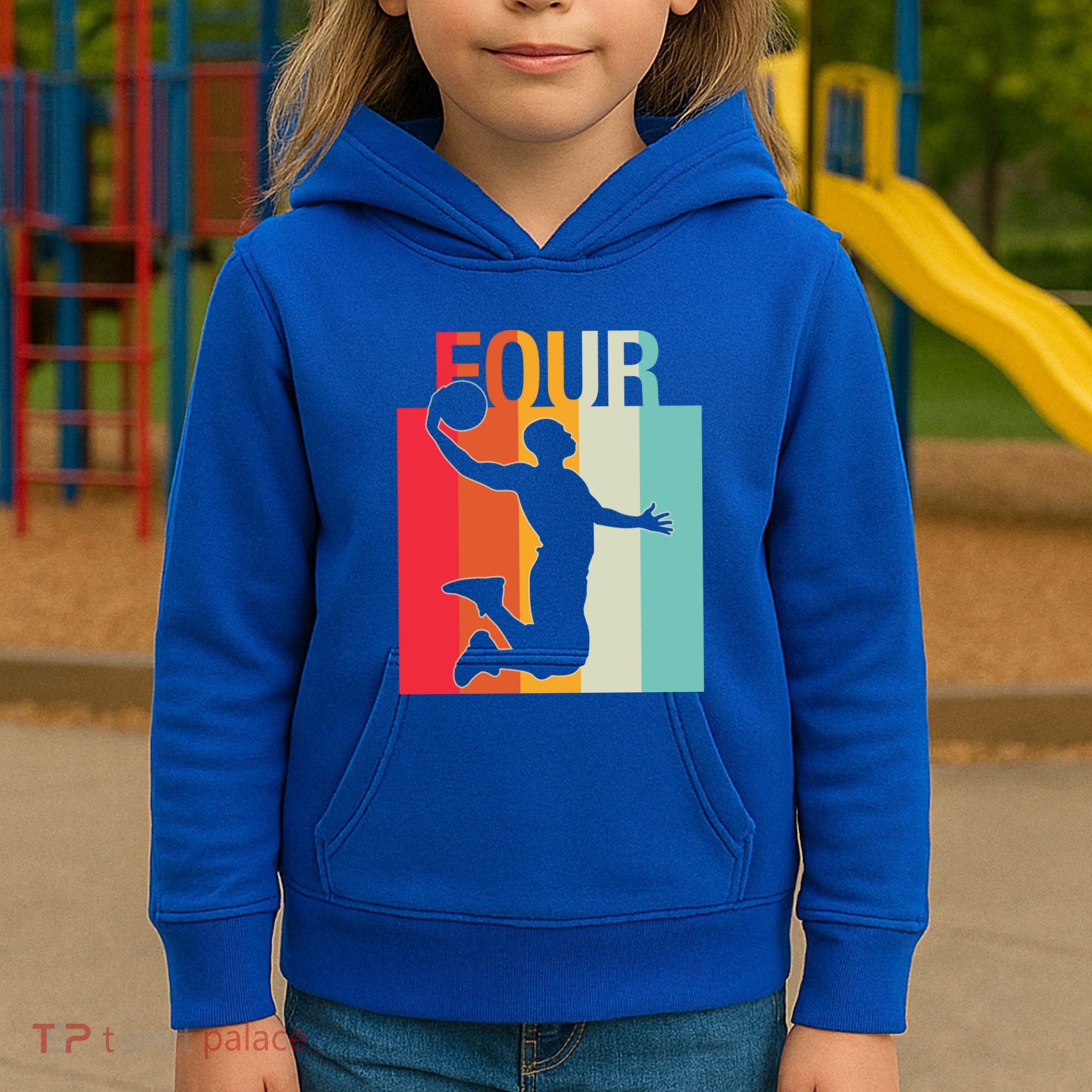 4th Birthday Basketball Two Year Old Birthday Gift Kids Hoodie