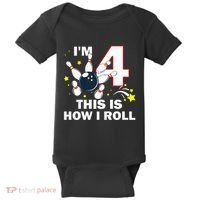 4th Birthday Bowling Im 4 This Is How I Roll Baby Bodysuit thumb 0