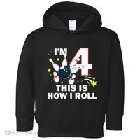 4th Birthday Bowling Im 4 This Is How I Roll Toddler Hoodie thumb 0