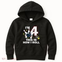 4th Birthday Bowling Im 4 This Is How I Roll Kids Hoodie thumb 0