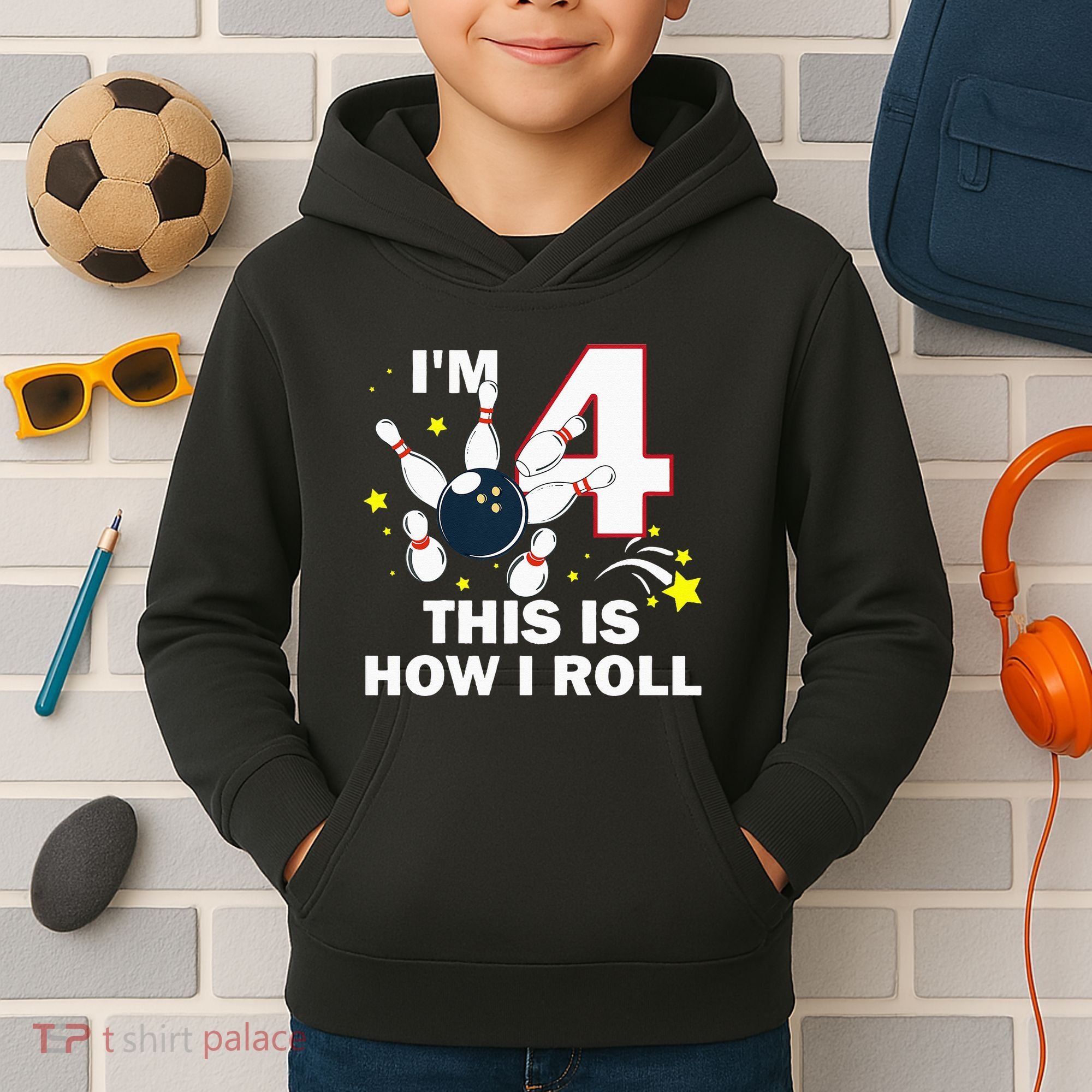 4th Birthday Bowling Im 4 This Is How I Roll Kids Hoodie