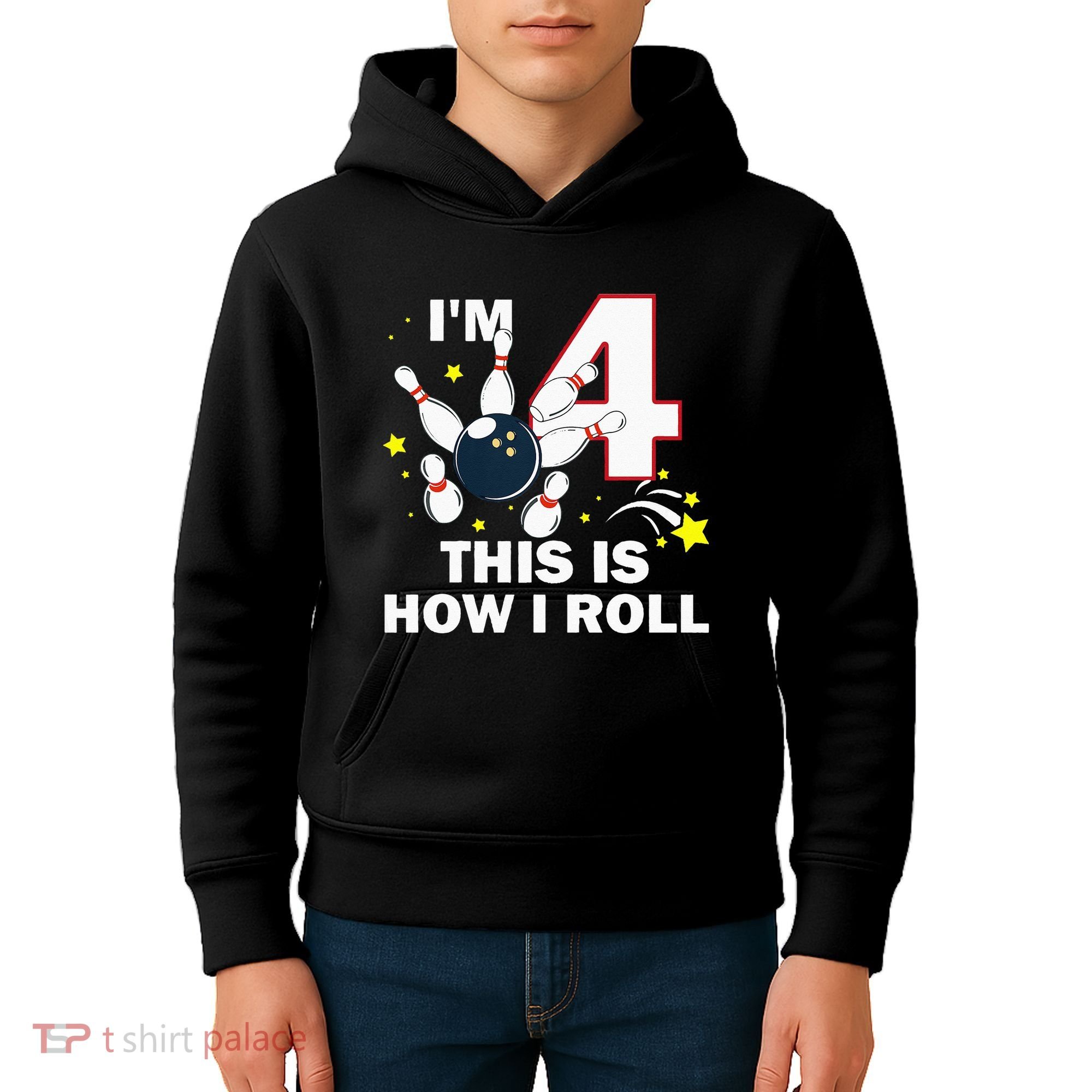 4th Birthday Bowling Im 4 This Is How I Roll Kids Hoodie