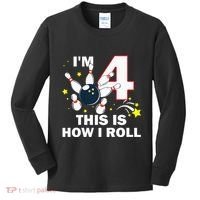 4th Birthday Bowling Im 4 This Is How I Roll Kids Long Sleeve Shirt thumb 0