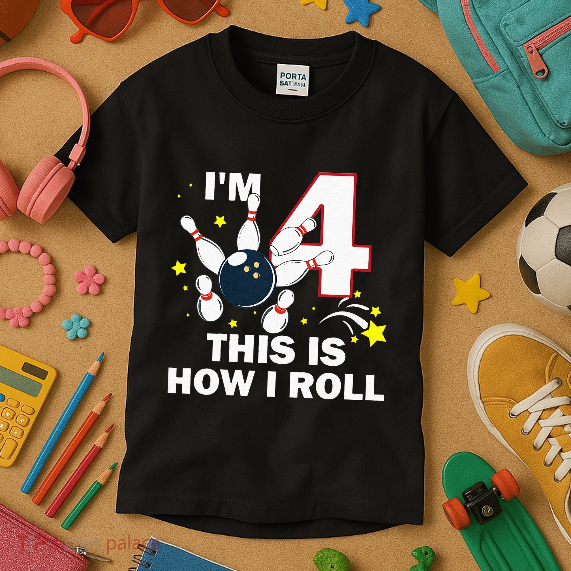 4th Birthday Bowling Im 4 This Is How I Roll Kids T-Shirt