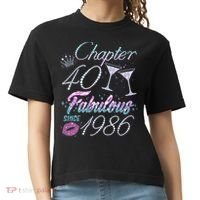 40th Birthday Chapter 40 Fabulous Since 1986 Rhinestones Diamonds Comfort Colors Boxy T-Shirt thumb 0