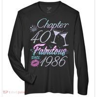 40th Birthday Chapter 40 Fabulous Since 1986 Rhinestones Diamonds Zone Performance Long-Sleeve T-Shirt thumb 0