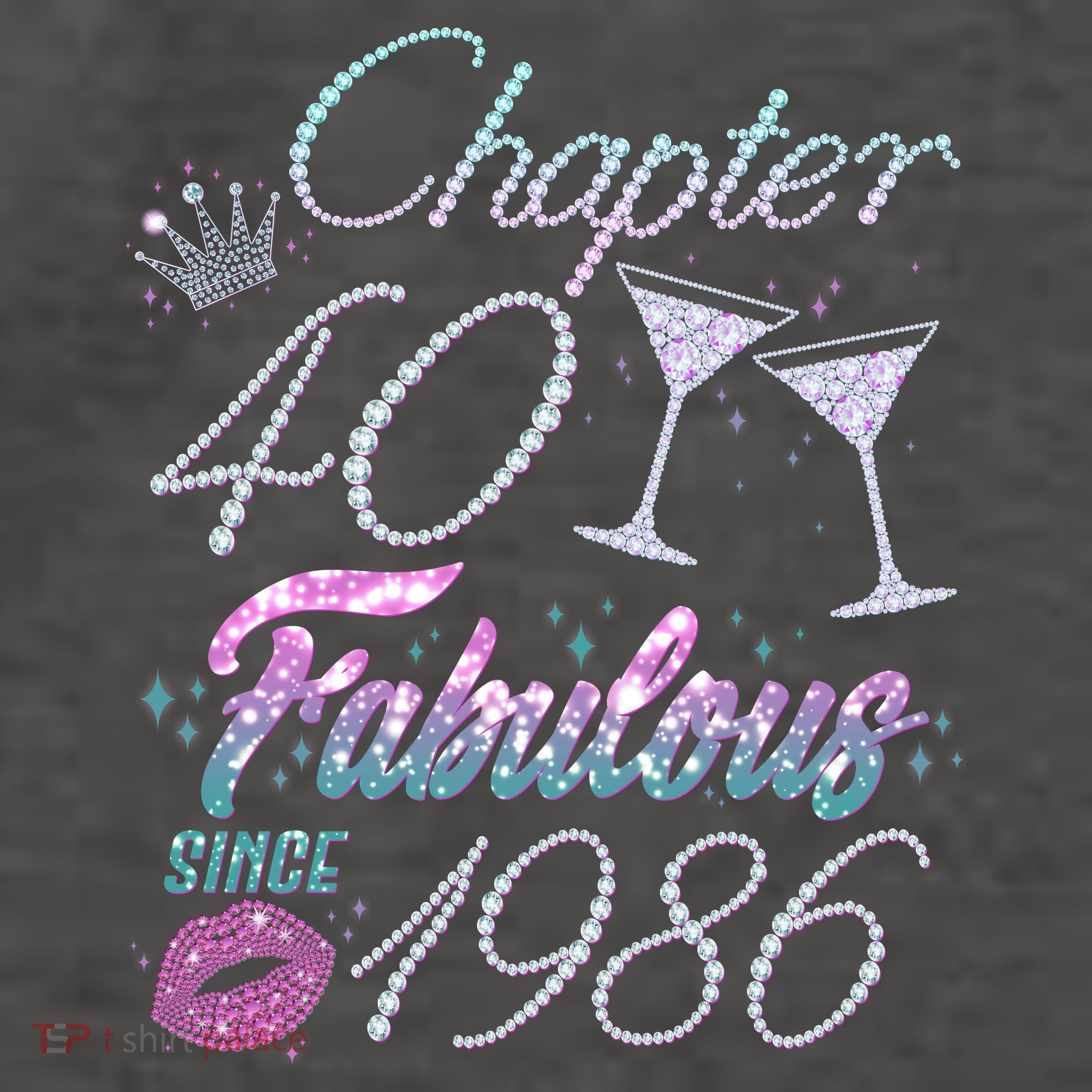 40th Birthday Chapter 40 Fabulous Since 1986 Rhinestones Diamonds Vector Backpack