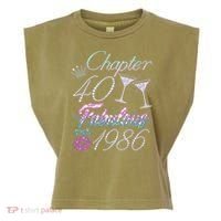 40th Birthday Chapter 40 Fabulous Since 1986 Rhinestones Diamonds Garment-Dyed Women's Muscle Tee thumb 0