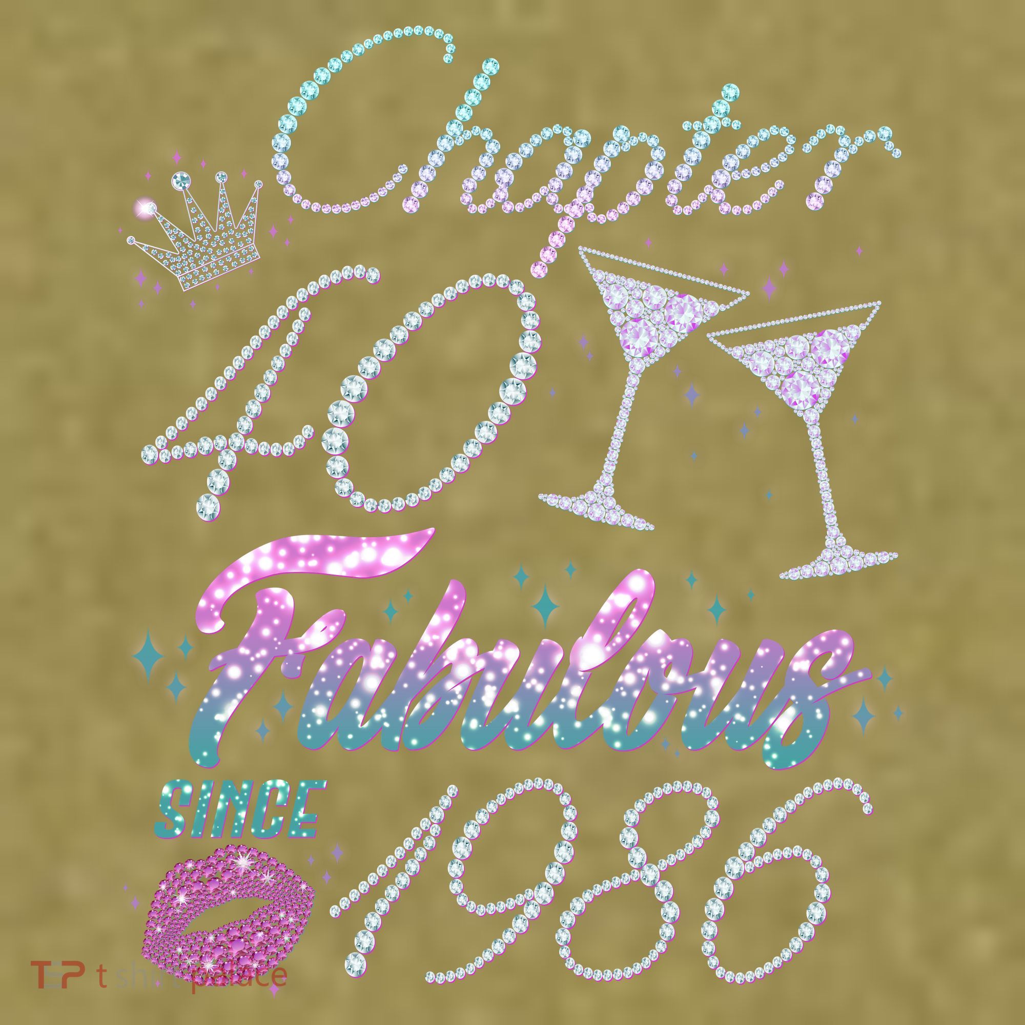 40th Birthday Chapter 40 Fabulous Since 1986 Rhinestones Diamonds Garment-Dyed Women's Muscle Tee