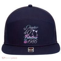 40th Birthday Chapter 40 Fabulous Since 1986 Rhinestones Diamonds 7 Panel Mesh Trucker Snapback Hat thumb 0