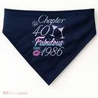 40th Birthday Chapter 40 Fabulous Since 1986 Rhinestones Diamonds USA-Made Doggie Bandana thumb 0