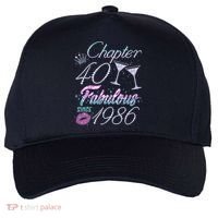 40th Birthday Chapter 40 Fabulous Since 1986 Rhinestones Diamonds Five-Panel Snapback Cap thumb 0