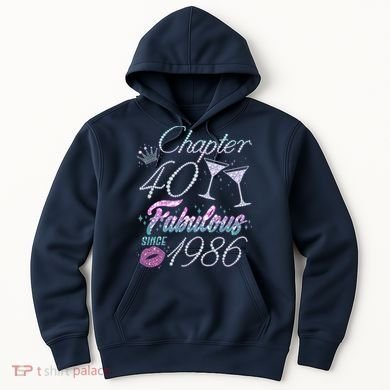 40th Birthday Chapter 40 Fabulous Since 1986 Rhinestones Diamonds Hoodie