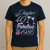 40th Birthday Chapter 40 Fabulous Since 1986 Rhinestones Diamonds T-Shirt thumb 3