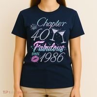 40th Birthday Chapter 40 Fabulous Since 1986 Rhinestones Diamonds T-Shirt thumb 4