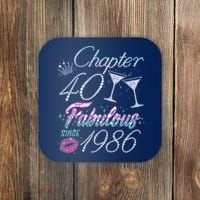 40th Birthday Chapter 40 Fabulous Since 1986 Rhinestones Diamonds Coaster thumb 0