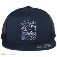 40th Birthday Chapter 40 Fabulous Since 1986 Rhinestones Diamonds Flat Bill Trucker Hat thumb 0